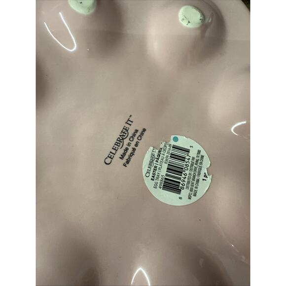 Deviled Egg Plate Celebrate It Light Pink Embossed Scalloped Edges 11” - Picture 4 of 4